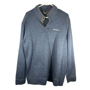 Eddie Bauer Men's Long Sleeve 1/4 Button Pullover Sweater Blue Size XXL